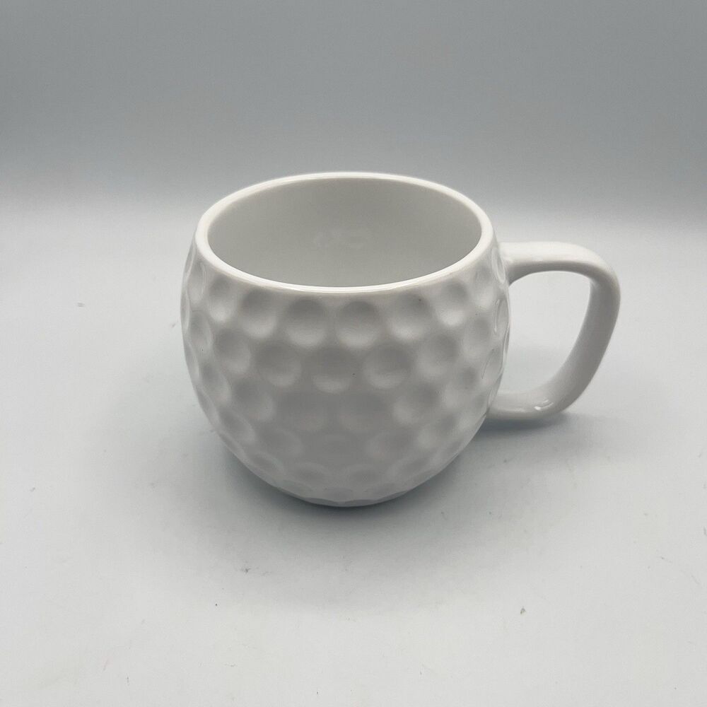 Golf Ball Shaped Coffee/Tea Mug White Dimpled Ceramic Mug